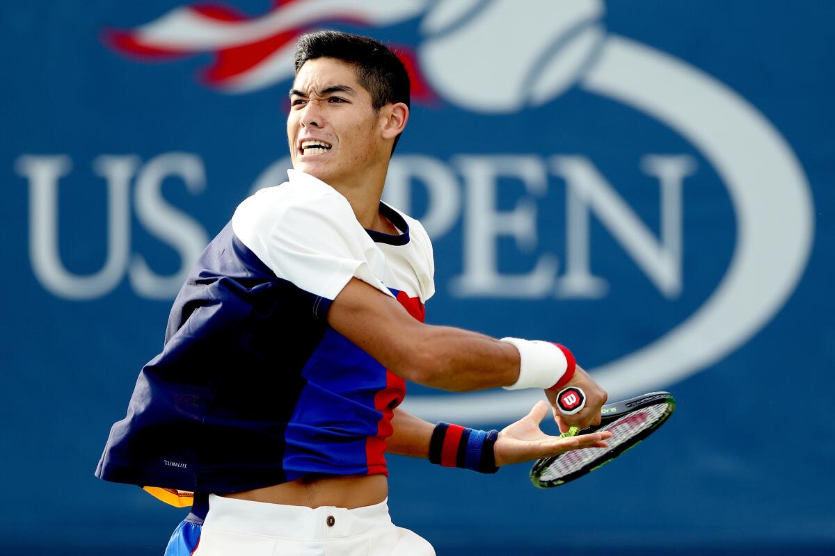 Thai-Son Kwiatkowski competes in the 2017 U.S. Open.