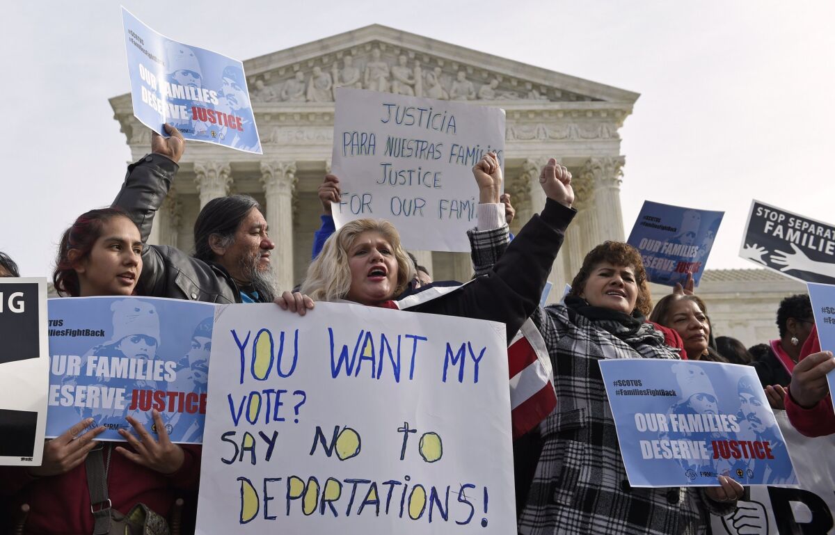 An immigration rally outside the Supreme Court in Washington in January of 2015.