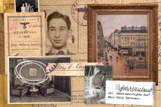 collage of artifacts showing Pisarro painting, photo of Lilly Cassirer, and passport of Claude Cassirer.