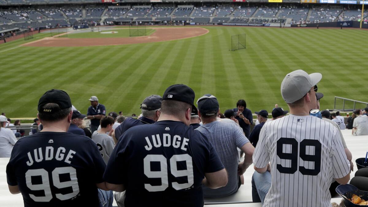Aaron Judge once again has baseball's most popular jersey. MLB says the Yankee slugger's No. 99 was the top seller for the second straight season.