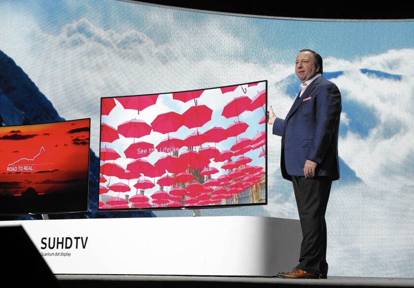 Joe Stinziano, executive vice president of Samsung Electronics America, says the company’s SUHD TVs offer brighter, lifelike images without distortion.