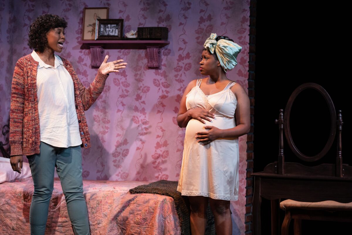 Joy Yvonne Jones, left, and Andrea Agosto in Cygnet Theatre's "Mud Row."