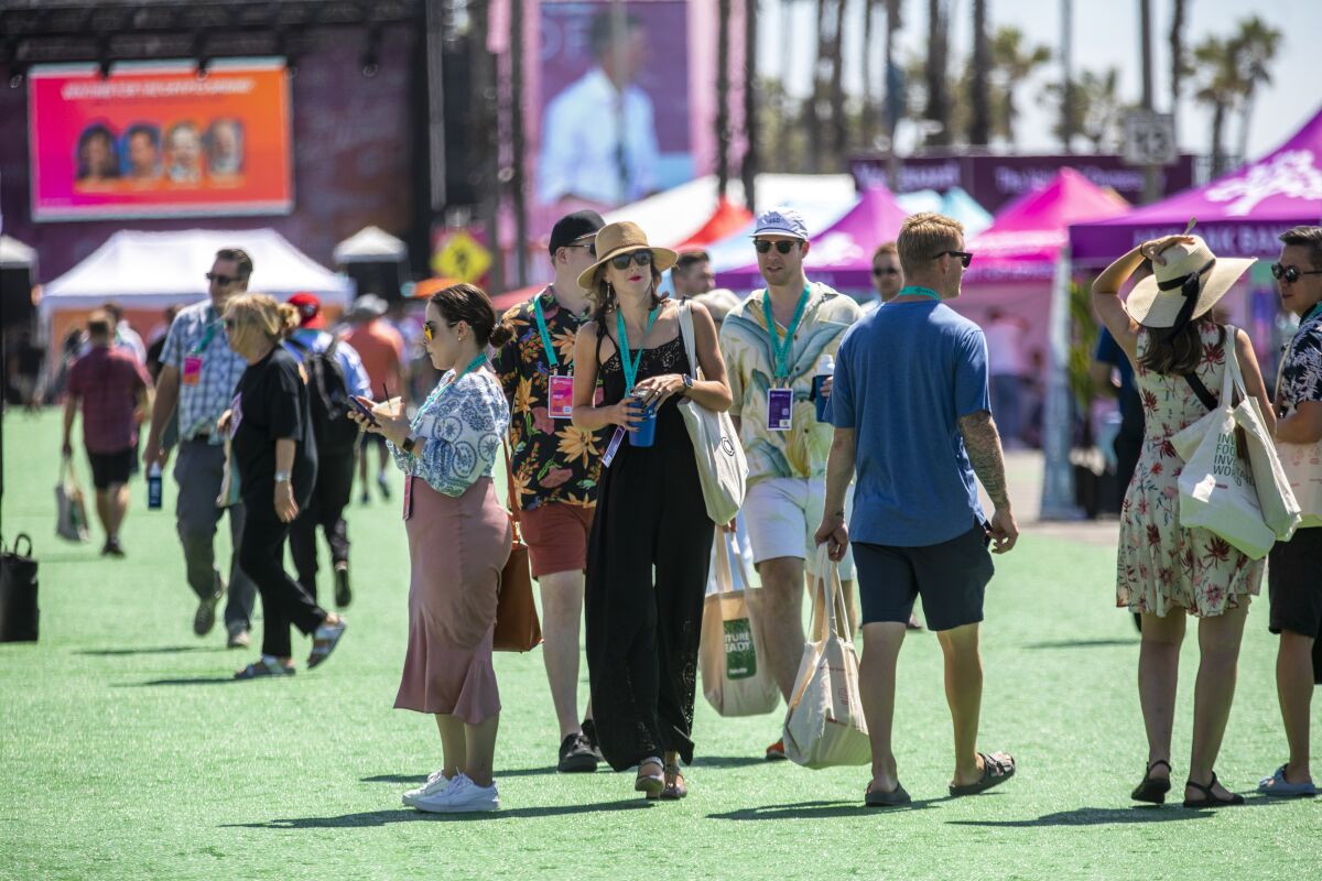 Attendees at the four-day Future Proof festival in Huntington Beach.