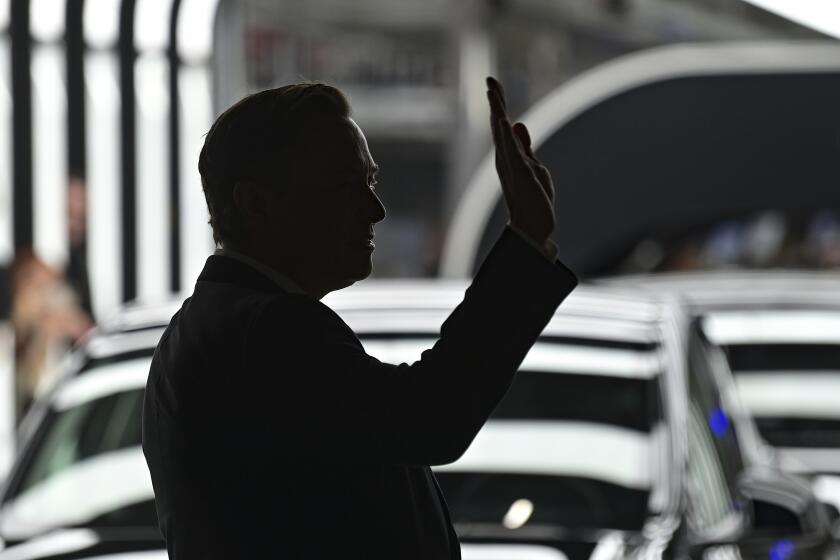 Elon Musk, Tesla CEO attends the opening of the Tesla factory Berlin Brandenburg in Gruenheide, Germany, Tuesday, March 22, 2022. The first European factory in Gruenheide, designed for 500,000 vehicles per year, is an important pillar of Tesla's future strategy. (Patrick Pleul/Pool via AP)
