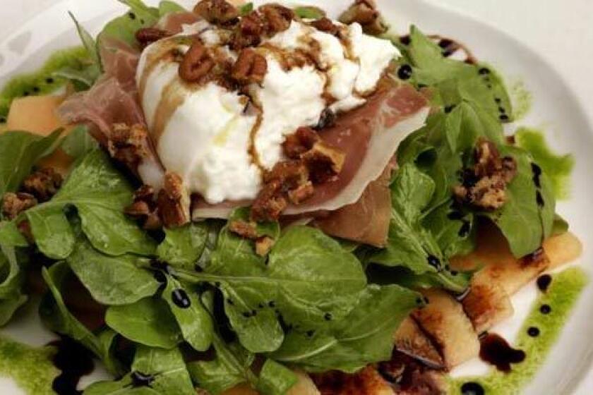 BOLD: Muranos burrata salad with arugula also pairs prosciutto and melon.