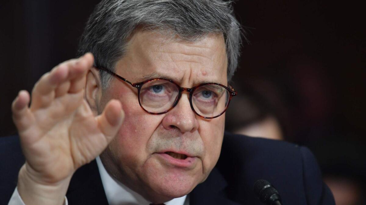 Atty. Gen. William Barr testifies before the Senate Judiciary Committee on Wednesday.