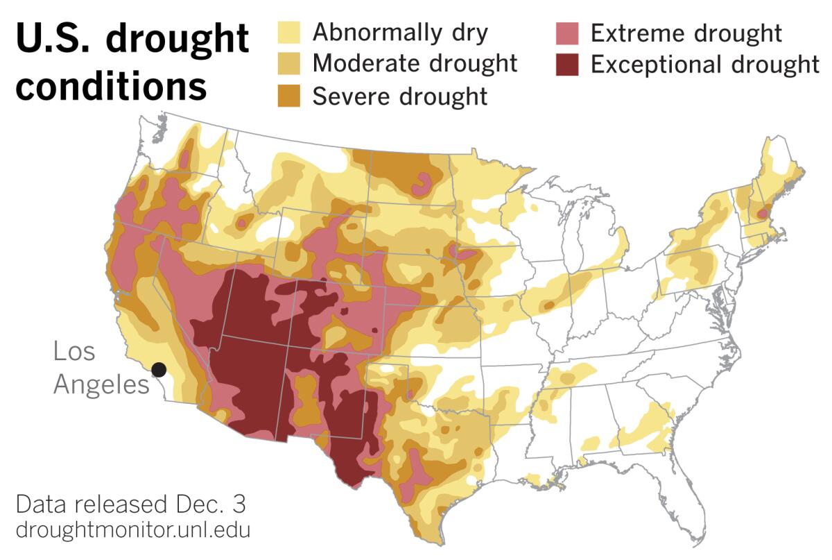 Most recent U.S. Drought Monitor data released Dec. 3.