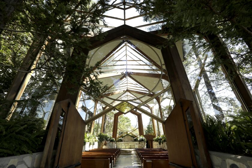 RANCHO PALOS VERDES, CA-APRIL 4, 2019: The Wayfarer Chapel in Rancho Palos Verdes. (Katie Falkenberg / Los Angeles Times)