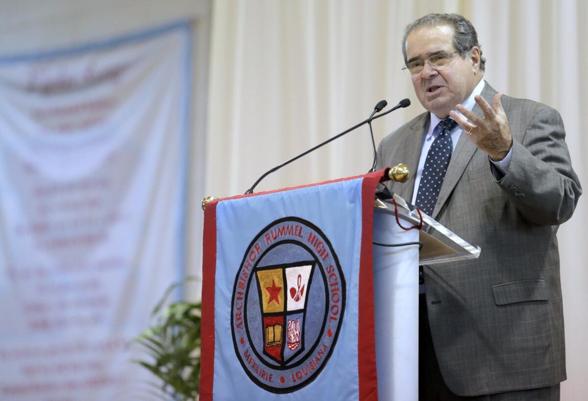 Supreme Court Justice Antonin Scalia on Jan. 2, 2016, told students at Archbishop Rummel High School in Metairie, La. that there is "no place" for religious neutrality in the country's constitutional tradition.