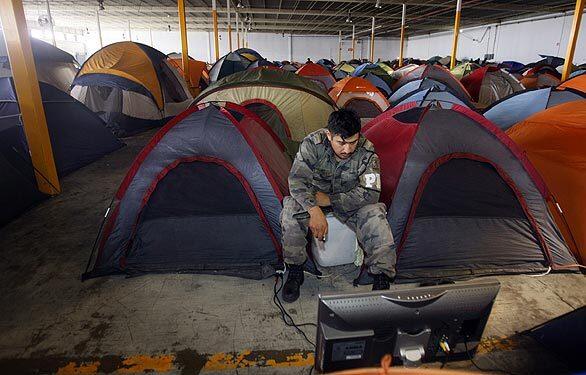 Soldiers in tents in Juarez