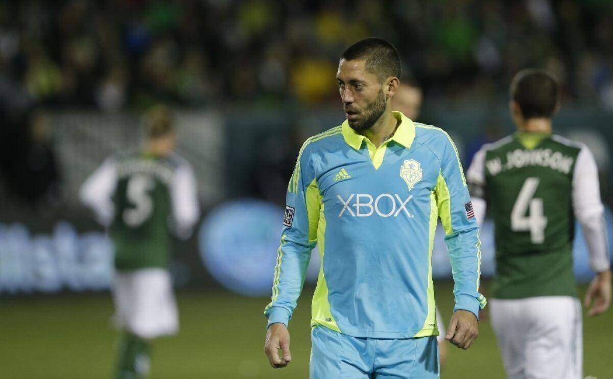 Seattle Sounders' Clint Dempsey walks off the pitch on Nov. 7.