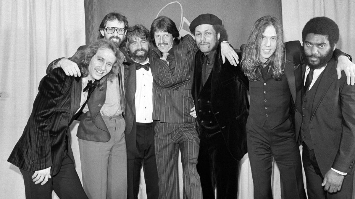 McDonald, third from left, with the Doobie Brothers at the Grammy Awards in 1980.