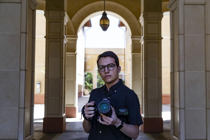 LOS ANGELES, CA - JUNE 13, 2020: Luke Konopasky, a recent graduate of the USC School of Cinematic Arts was facing an abysmal jobs market because of the coronavirus pandemic, but with the help of an employment program called First Jobs, he was hired for a production job last month on June 13, 2020 in Los Angeles, California. (Gina Ferazzi / Los Angeles Times)