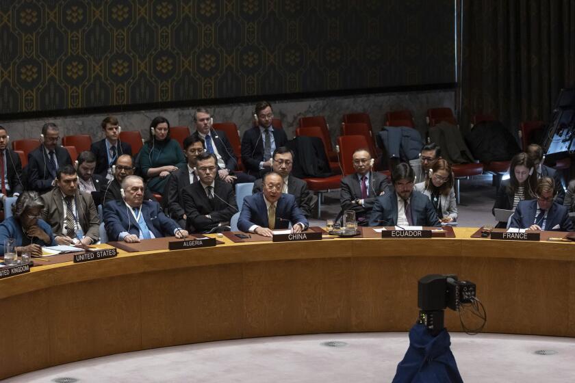 Zhang Jun, embajador y representante permanente de China ante Naciones Unidas, interviene en una reunión del Consejo de Seguridad, en la sede de la ONU, el 22 de marzo de 2024. (AP Foto/Yuki Iwamura)