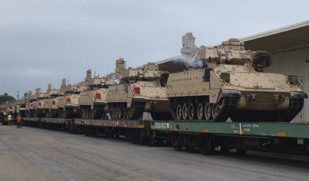 These tanks were seen in Southern California this week. Officials say they were for routine work and not related to the coronavirus.