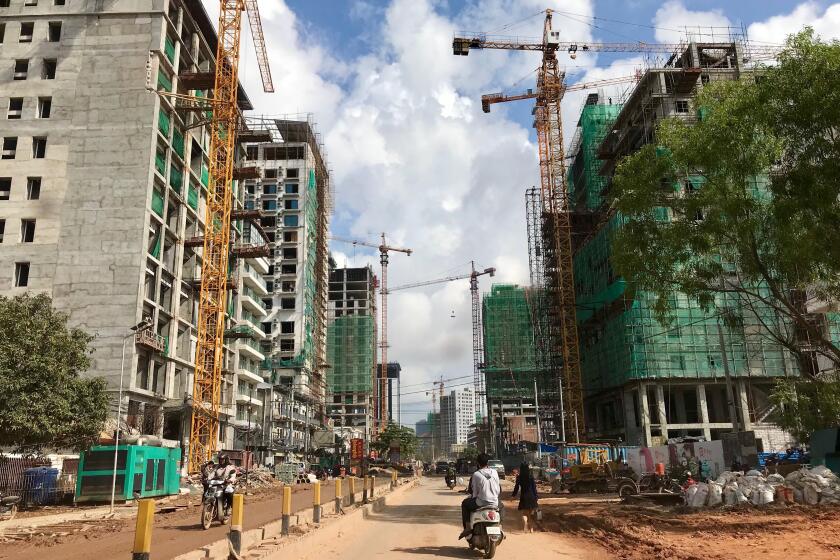 The intensive construction under way in Sihanoukville, Cambodia, most of it funded by Chinese investors.
