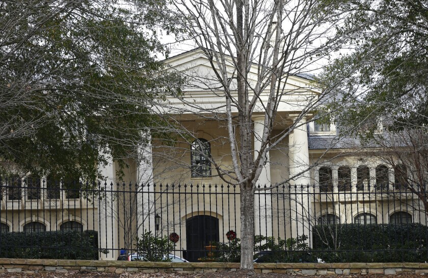 FILE - This Thursday, Dec. 13, 2018, file photo shows the home of Leonid Teyf and wife Tatyana in Raleigh, N.C. Teyf, a Russian national who had been accused by authorities of involvement in a $150 million kickback scheme while working for a Russian military contractor, received a five-year prison sentence, Friday, July 9, 2021, on unrelated charges. (AP Photo/Gerry Broome, File)