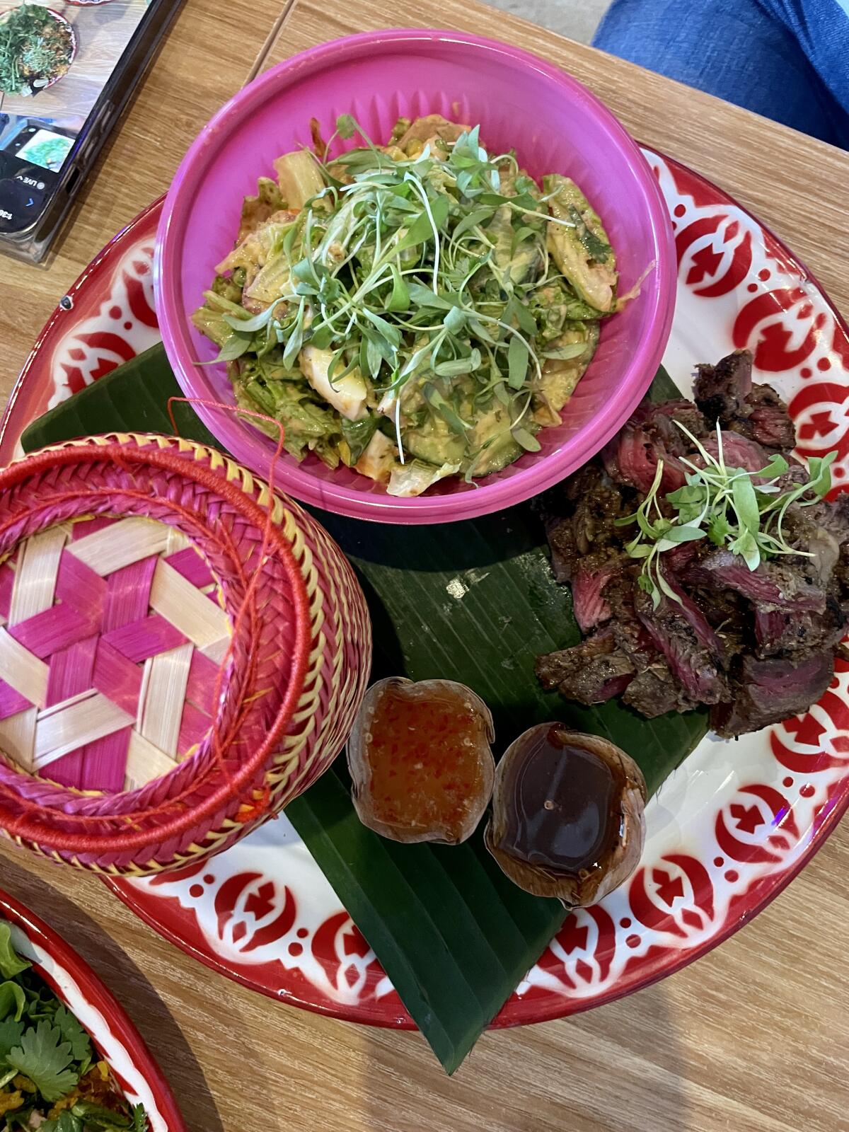 Pieng Xeen Lao grilled meat dish from Yum Sະlut in downtown Los Angeles