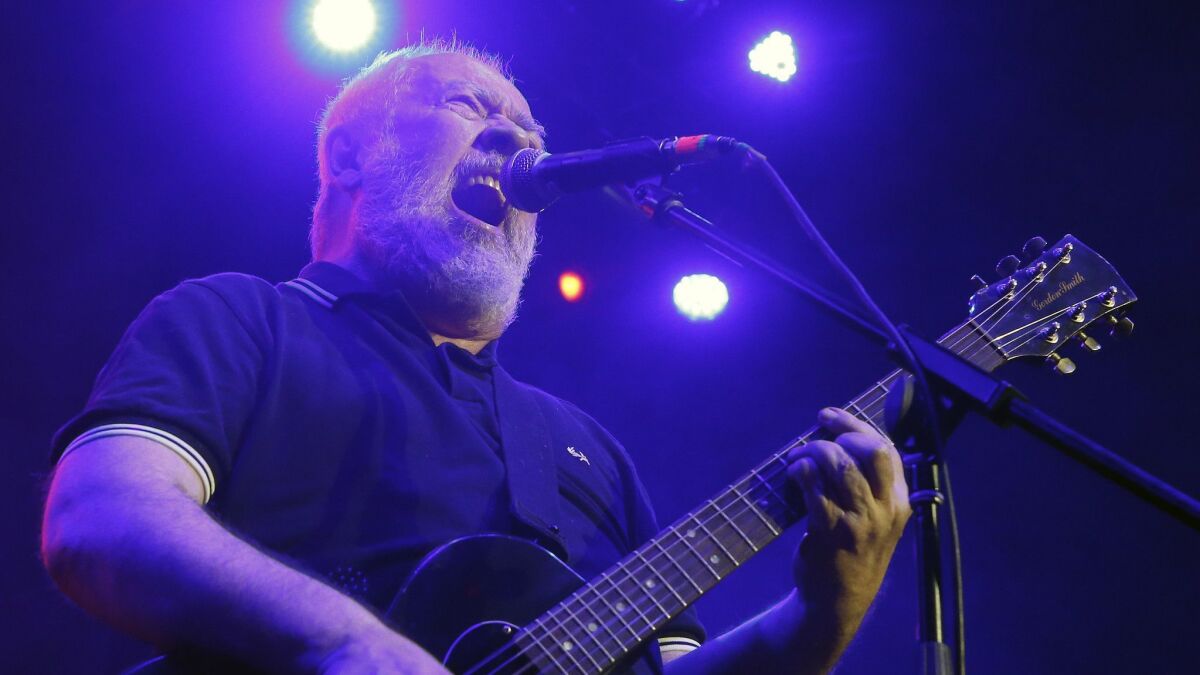 Pete Shelley, of the British punk band Buzzcocks, performs at Plaza Condesa at the Marvin Festival in Mexico City in May 2018.