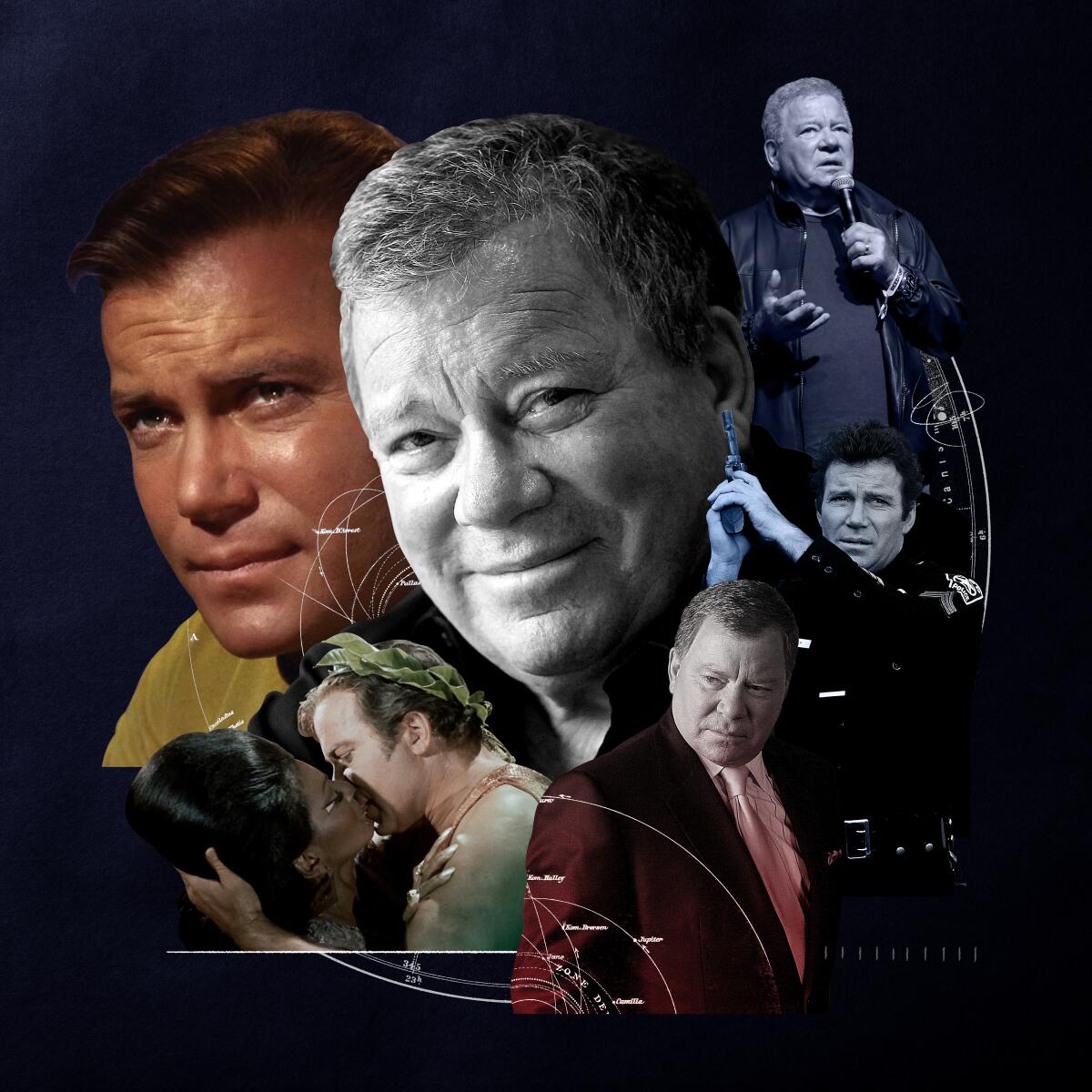Photo illustration of several photos of William Shatner