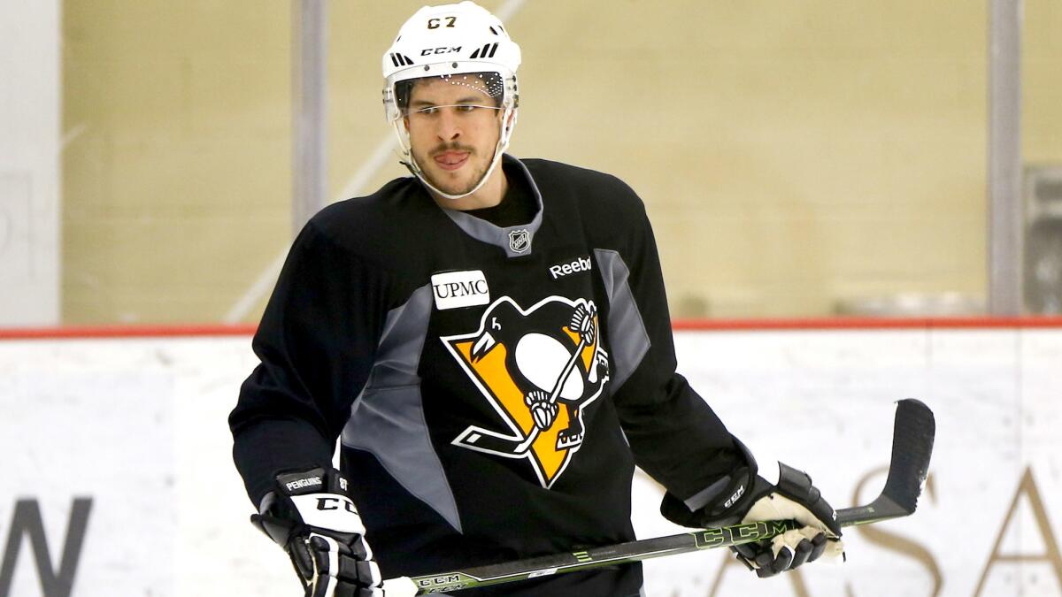 Penguins star Sidney Crosby practiced for the first time Friday since sustaining a concussion four days ago.