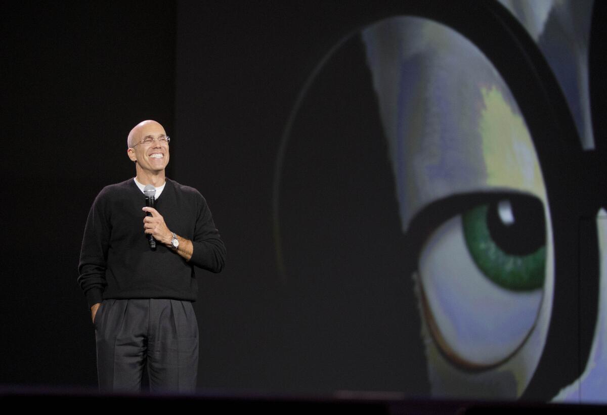 Dreamworks CEO Jeffrey Katzenberg talks about advancements in animation during the International Consumer Electronics Show, January 6, 2014, in Las Vegas.
