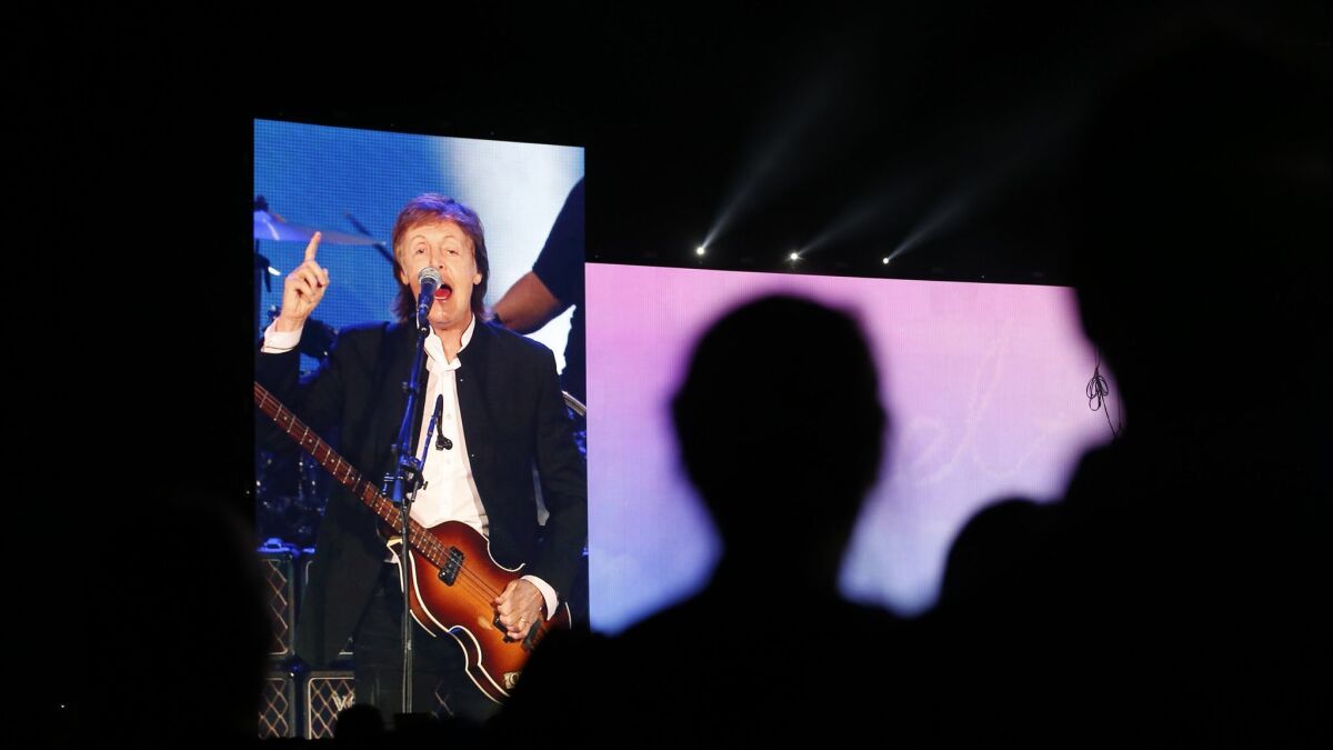 Paul McCartney performs on the second day of the three-day Desert Trip at the Empire Polo Club grounds in Indio on Oct. 8, 2016.