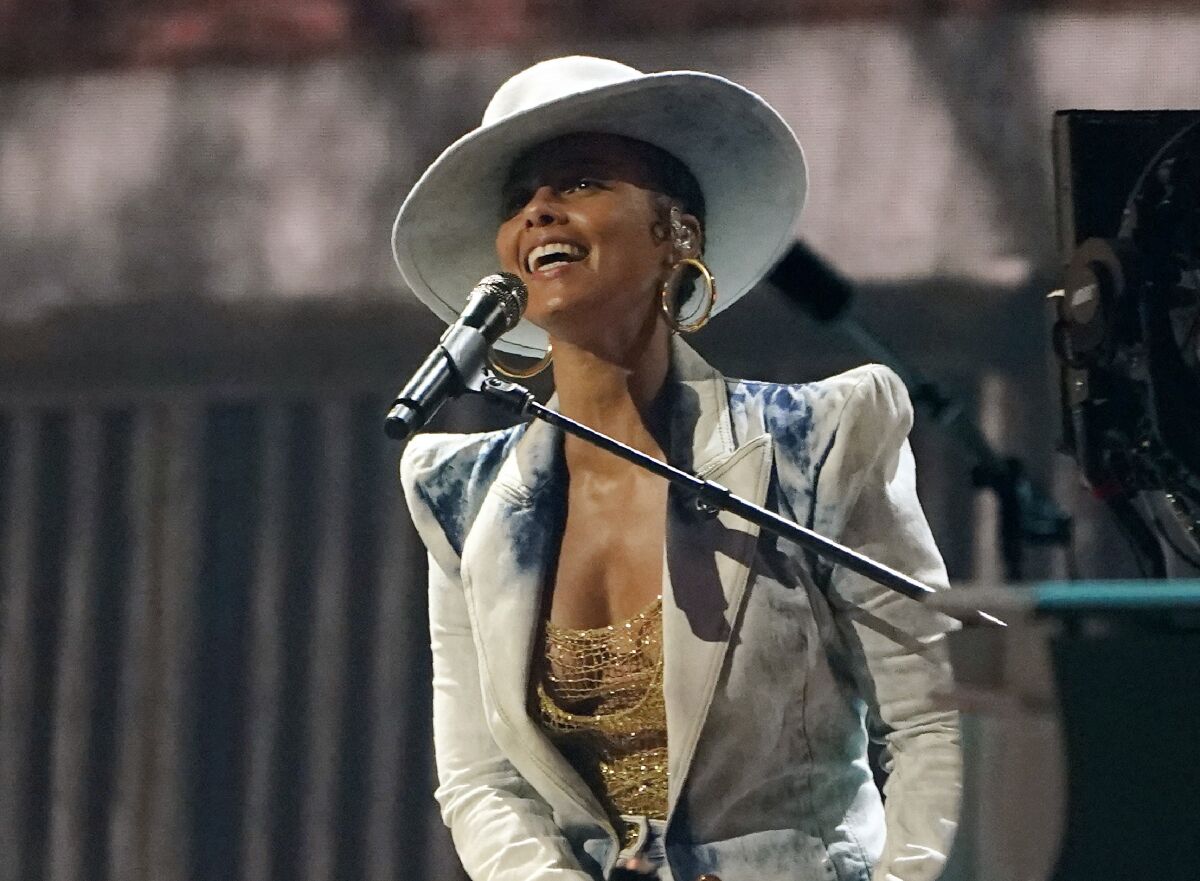 FILE - Alicia Keys performs at the Billboard Music Awards in Los Angeles on May 20, 2021. Keys' “Songs In A Minor," released in 2001, is among the 25 songs, albums, historical recordings being inducted into the National Recording Registry. (AP Photo/Chris Pizzello, File)