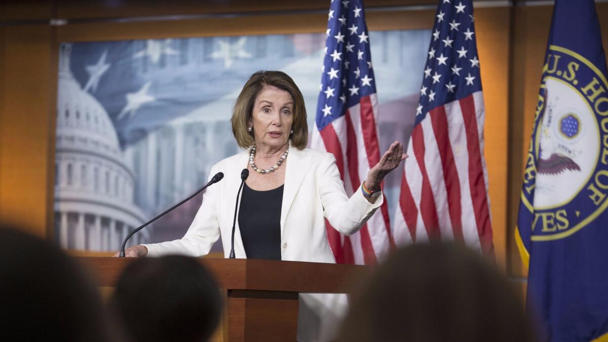 House Minority Leader Nancy Pelosi discusses immigration policy and Deferred Action for Childhood Arrivals in Washington, D.C., on Thursday.
