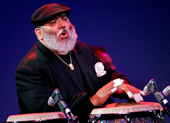 Percussionist Poncho Sanchez performs at the Thelonious Monk Institute of Jazz gala at the Kodak Theatre in Hollywood.