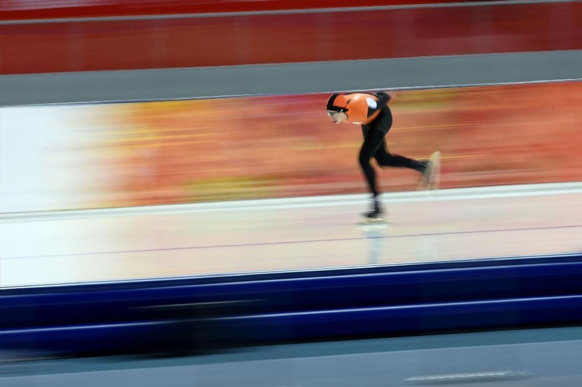 Jorrit Bergsma shows off his gold-medal winning form.
