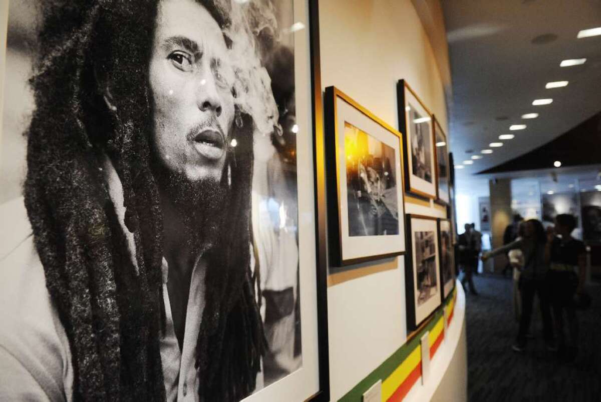 A photo of Bob Marley at the Grammy Museum in Los Angeles