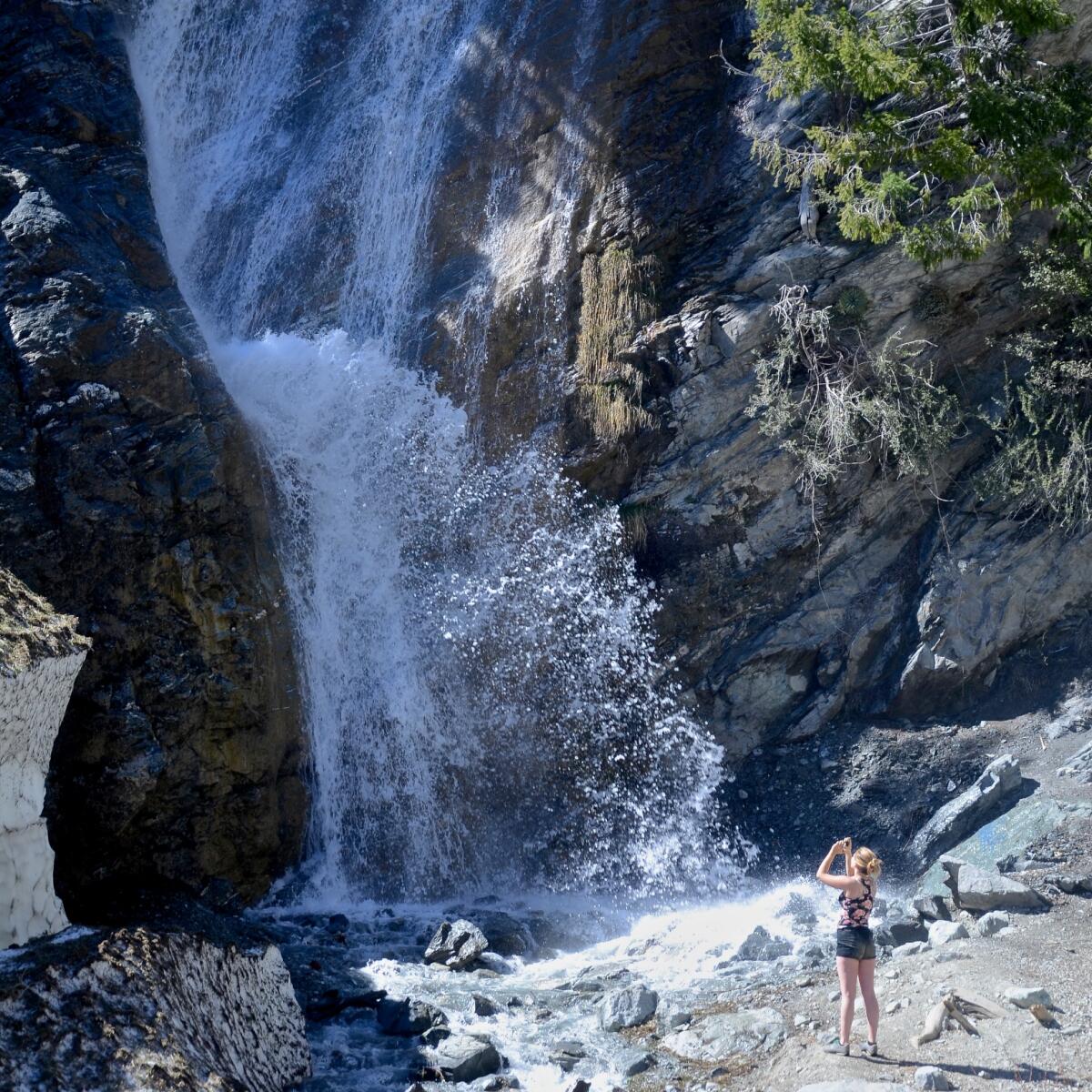 San Antonio Falls, shown here in March 2017, is one of many areas in the San Gabriel Mountains closed by Angeles National Forest on Friday. The closure is set to last through April 30.