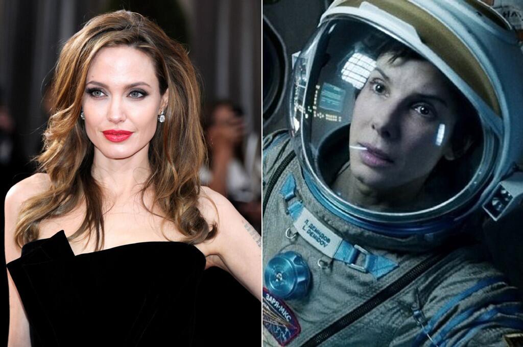 The movie: "Gravity" The role: Dr. Ryan Stone, the beginner astronaut suddenly stuck in space when her space shuttle is damaged, and her thirst for life deepened. The final pick: Sandra Bullock. Jolie was set to star alongside Robert Downey Jr. But Jolie's management team wasn't able to come to an agreement with Warner Bros.
