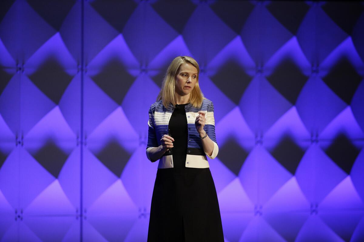 Yahoo CEO Marissa Mayer delivers the keynote address Thursday at the Yahoo Mobile Developer Conference in San Francisco.