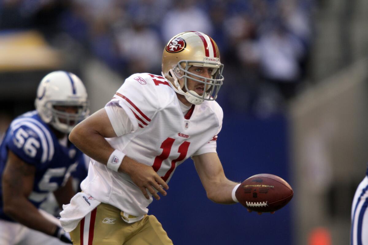 San Francisco 49ers quarterback Alex Smith during a game against the Colts in November 2009.