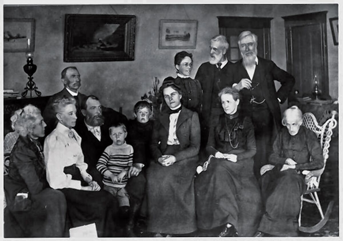 HISTORY LECTURE: Kevin Hardy will discuss the many contributions of The Scripps — aka ‘The First Family of San Diego’ — 5:30 p.m. Tuesday, Jan. 21, 2020 at Point Loma Assembly, 3035 Talbot St. Suggested donation: $10. laplayatrail.org — PICTURED: Scripps family portrait taken at Miramar at the time of George H. Scripps’ death in 1900 — From left: seated, Eliza Virginia, Ellen B., Frederick T. (above), E.W. Scripps with son Robert Paine, unidentified boy possibly son of Frederick, Nackie, Mrs. William A. Scripps (standing) with her husband and James E., also seated Harriet, wife of James E., and Elizabeth Scripps Sharp (in rocker on end)