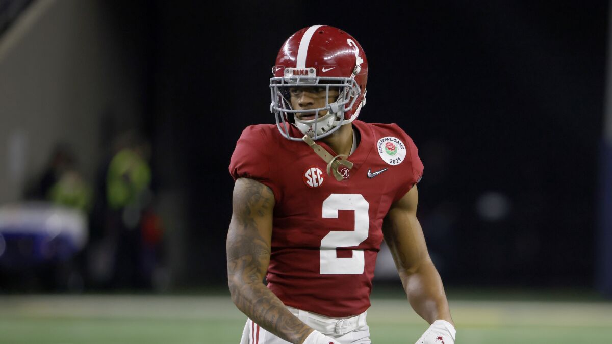 Alabama defensive back Patrick Surtain II looks on during a game.