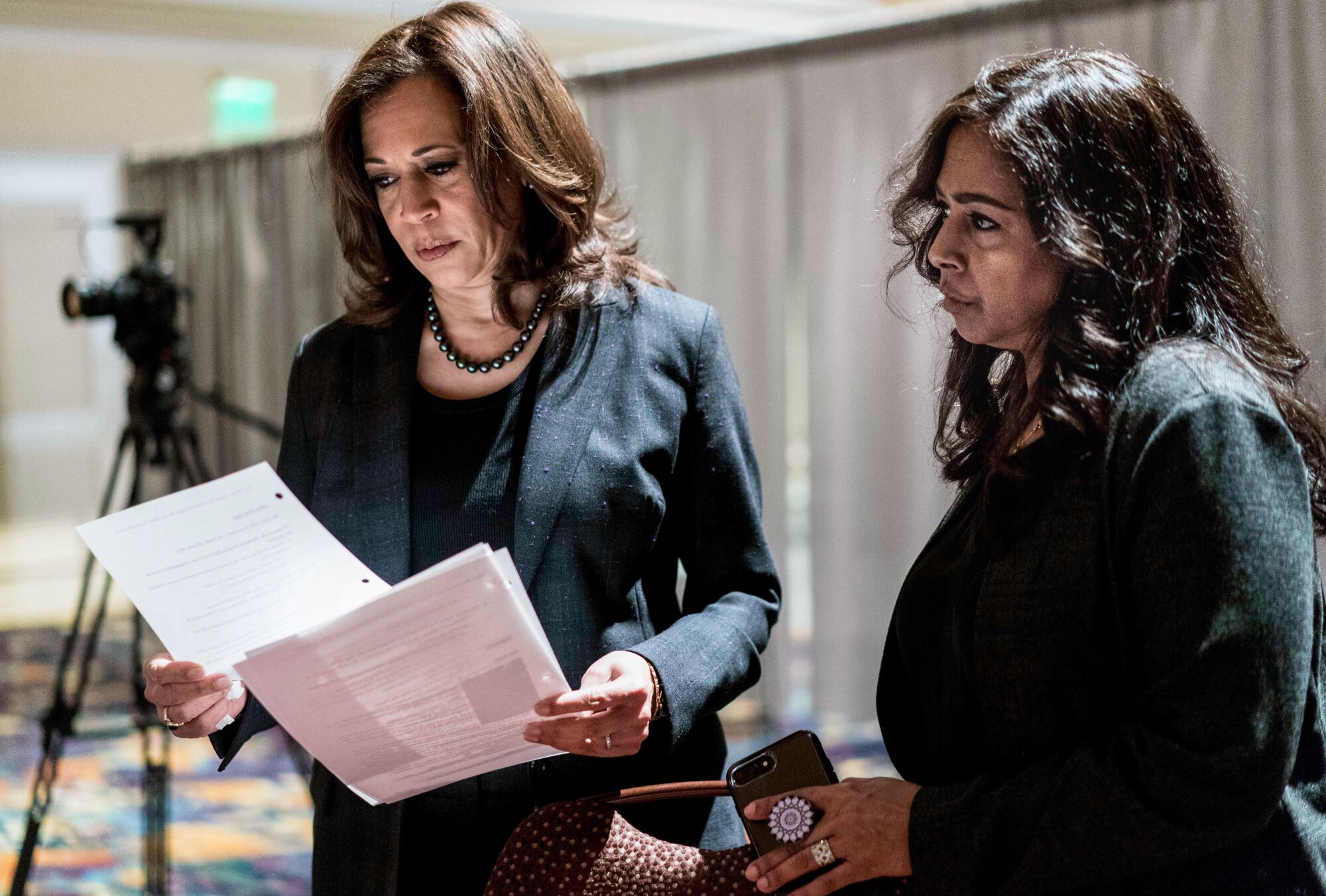 Kamala Harris with sister and advisor Maya Lakshmi Harris, right, in Las Vegas, Nevada in 2019.