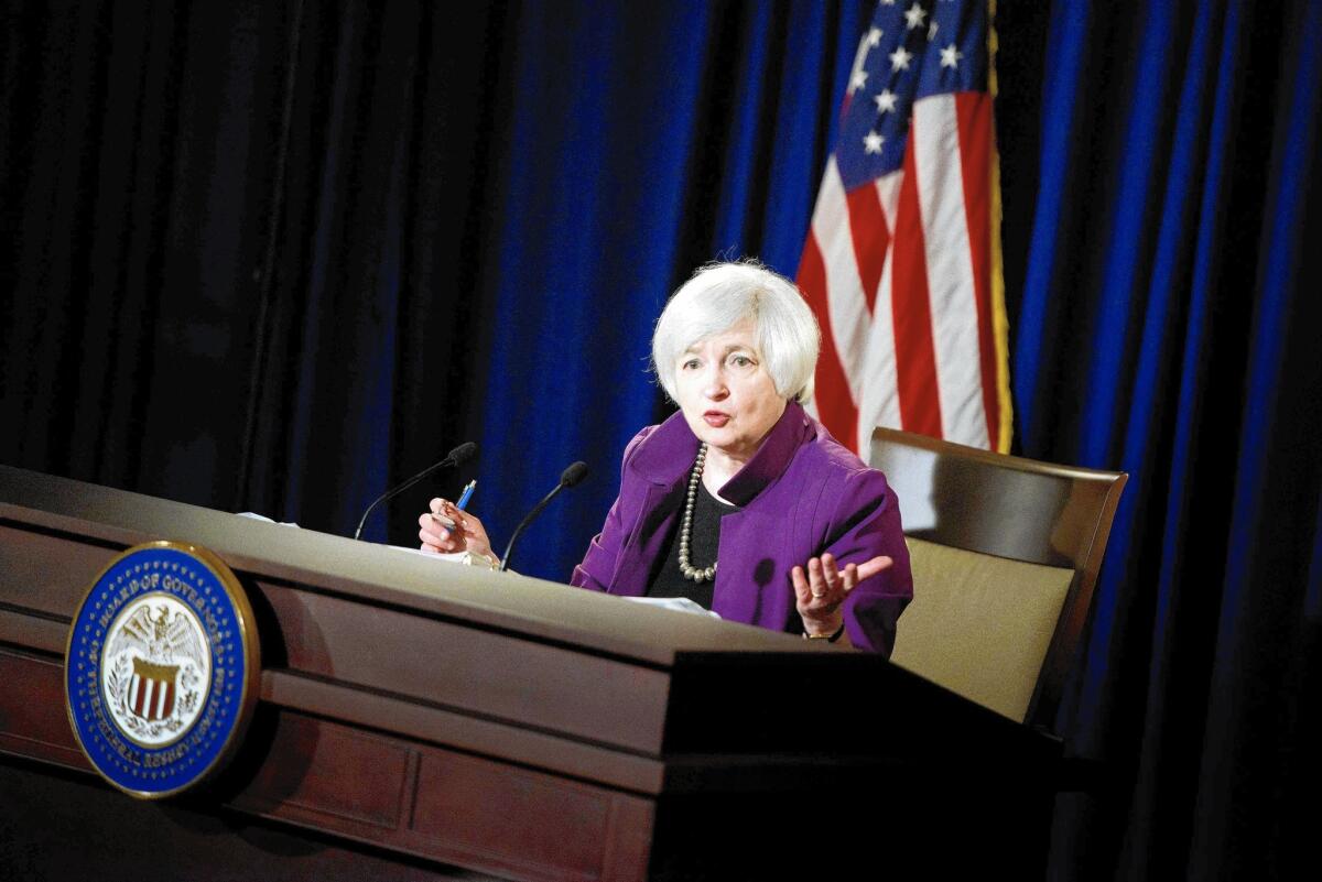 “It’s not an ironclad guarantee, but we anticipate that that’s something that will be appropriate later this year,” Fed Chairwoman Janet L. Yellen tells reporters Wednesday about a potential hike to a key interest rate.