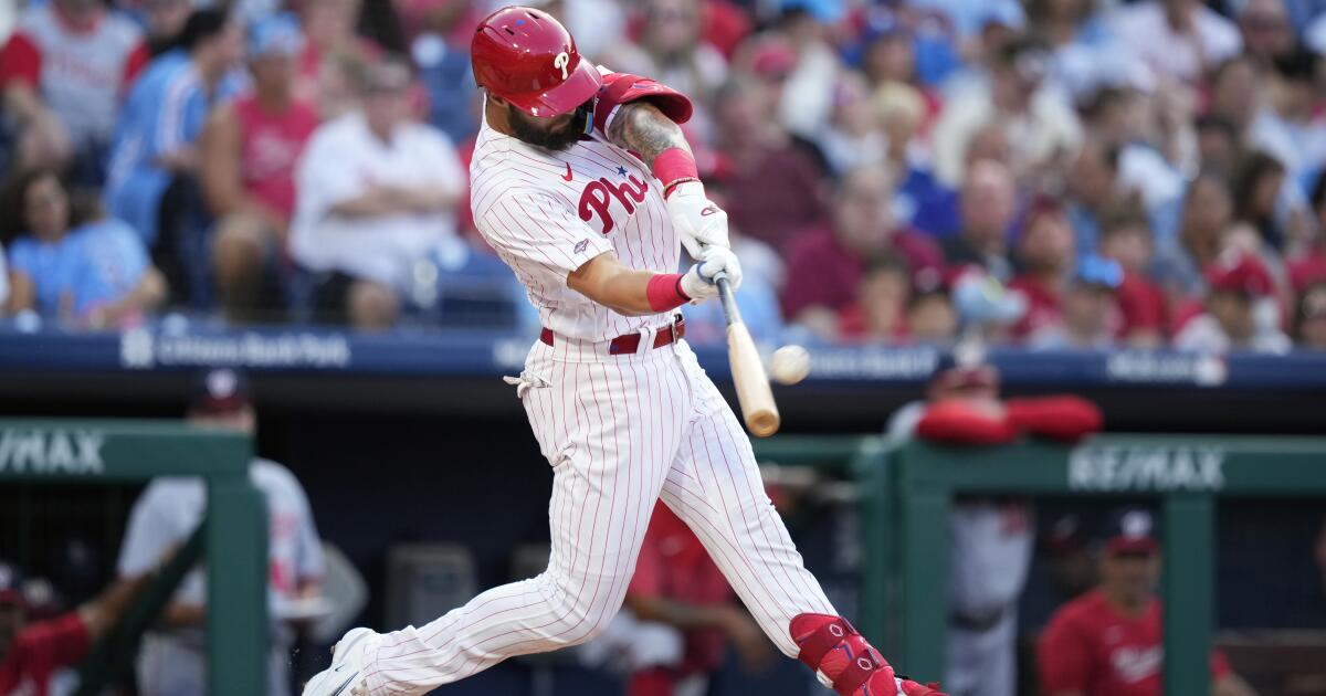 Philadelphia Phillies Weston Wilson (77) bats during a spring