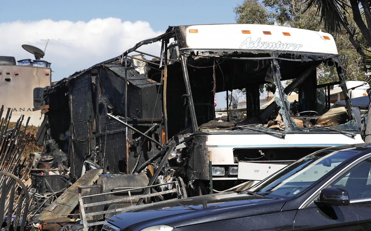 A Winnebago RV and surrounding area were destroyed.