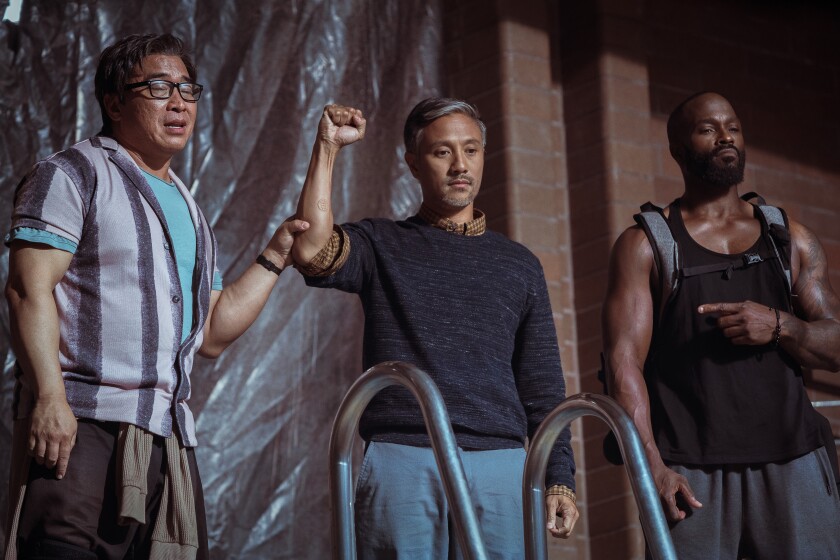 Ron Yuan, Alain Uy and Mykel Shannon Jenkins in the kung-fu comedy "The Paper Tigers."