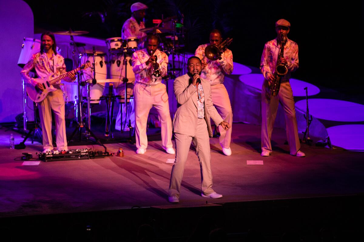 Singer John Legend during the Bigger Love Tour at Cal Coast Credit Union Open Air Theatre on Sunday, Sept. 19, 2021.