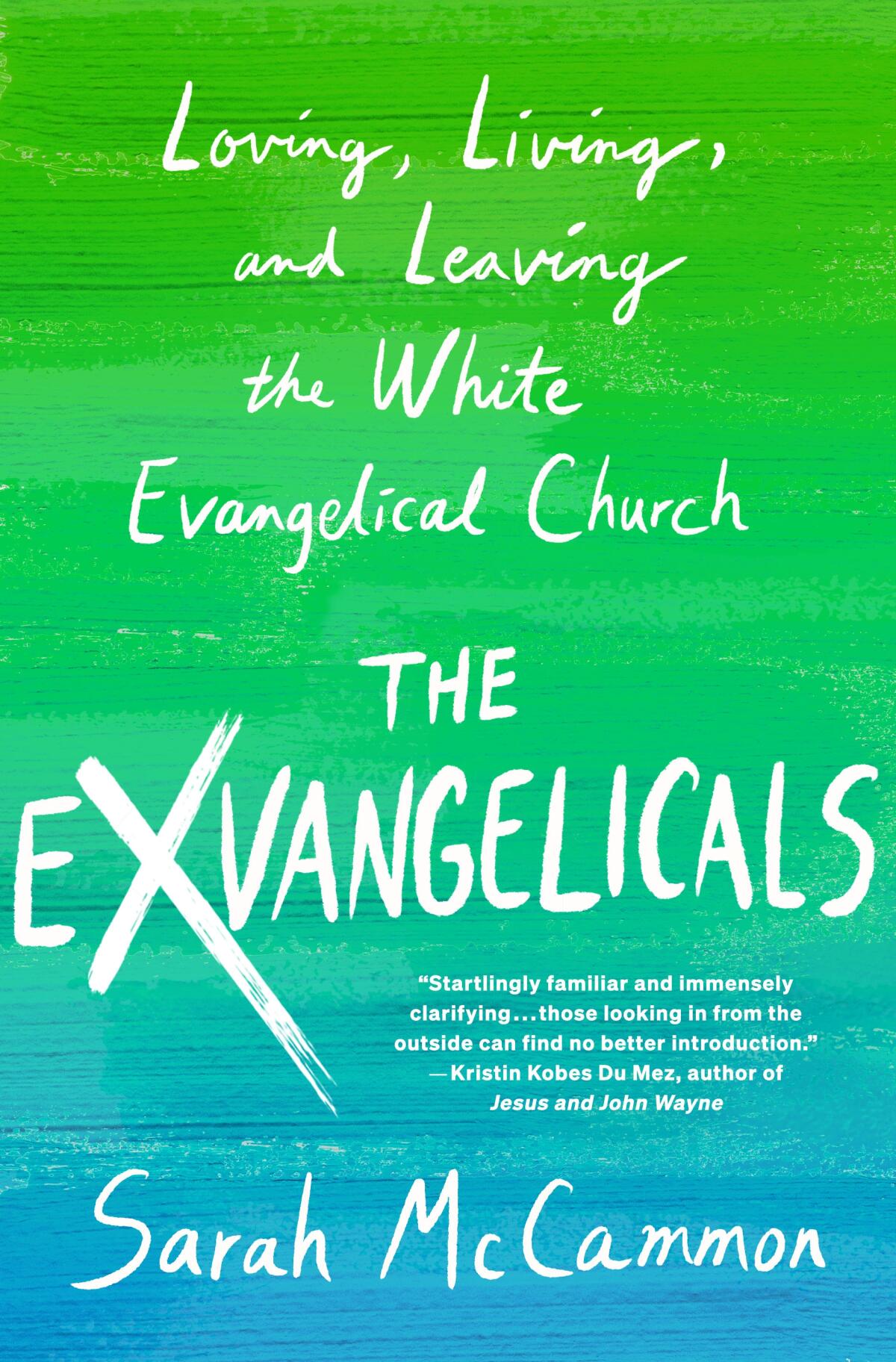 The green-shading-to-blue cover of the book "The Exvangelicals" by Sarah McCammon