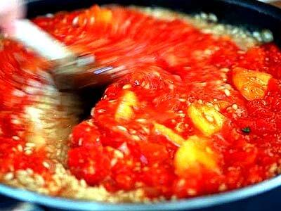 Heirloom tomatoes in risotto
