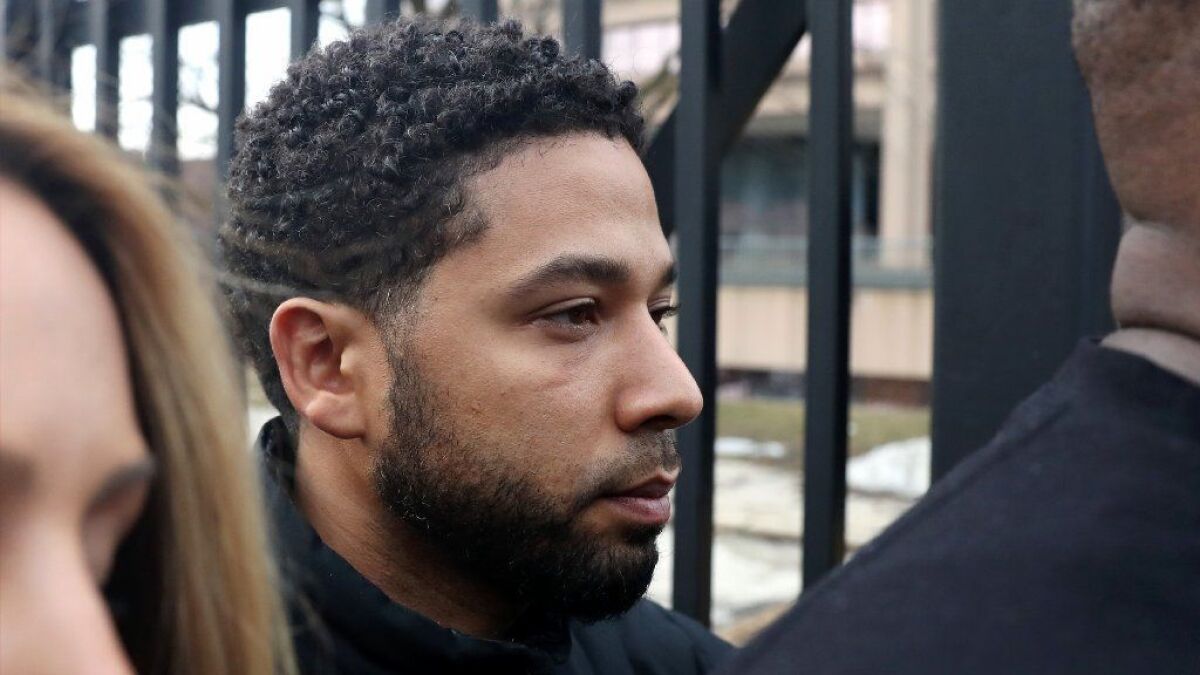 Actor Jussie Smollett leaves Cook County Jail after posting bond on Feb. 21, 2019.