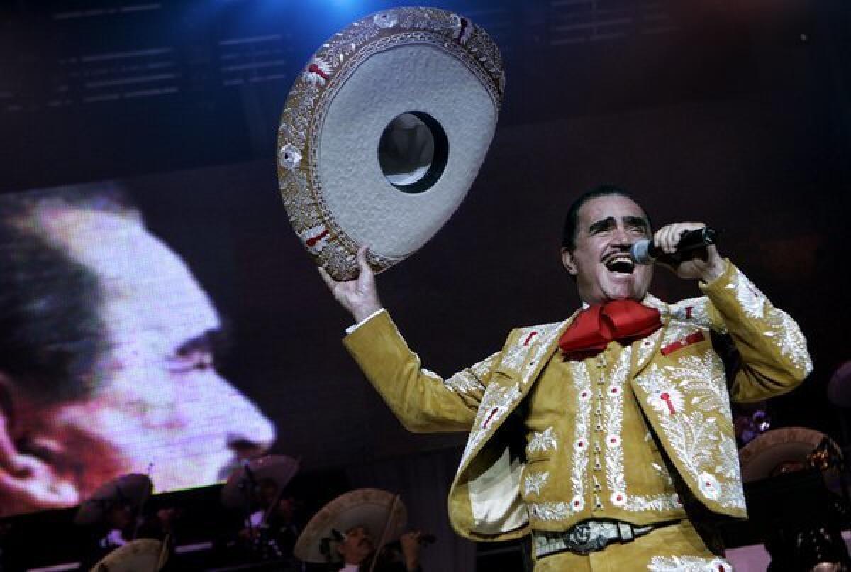 Vicente FernÃ¡ndez performing in Los Angeles in 2005.