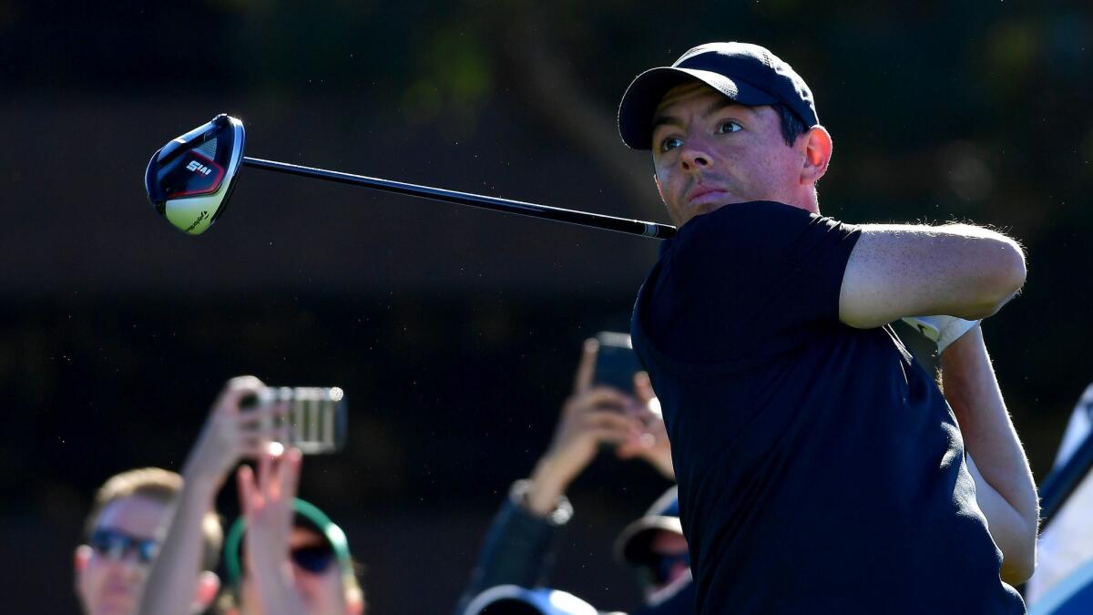 Rory McIlroy of Northern Ireland tees off during the Pro-Am for the 2019 Farmers Insurance Open at the Torrey Pines Golf Course on January 23, 2019.