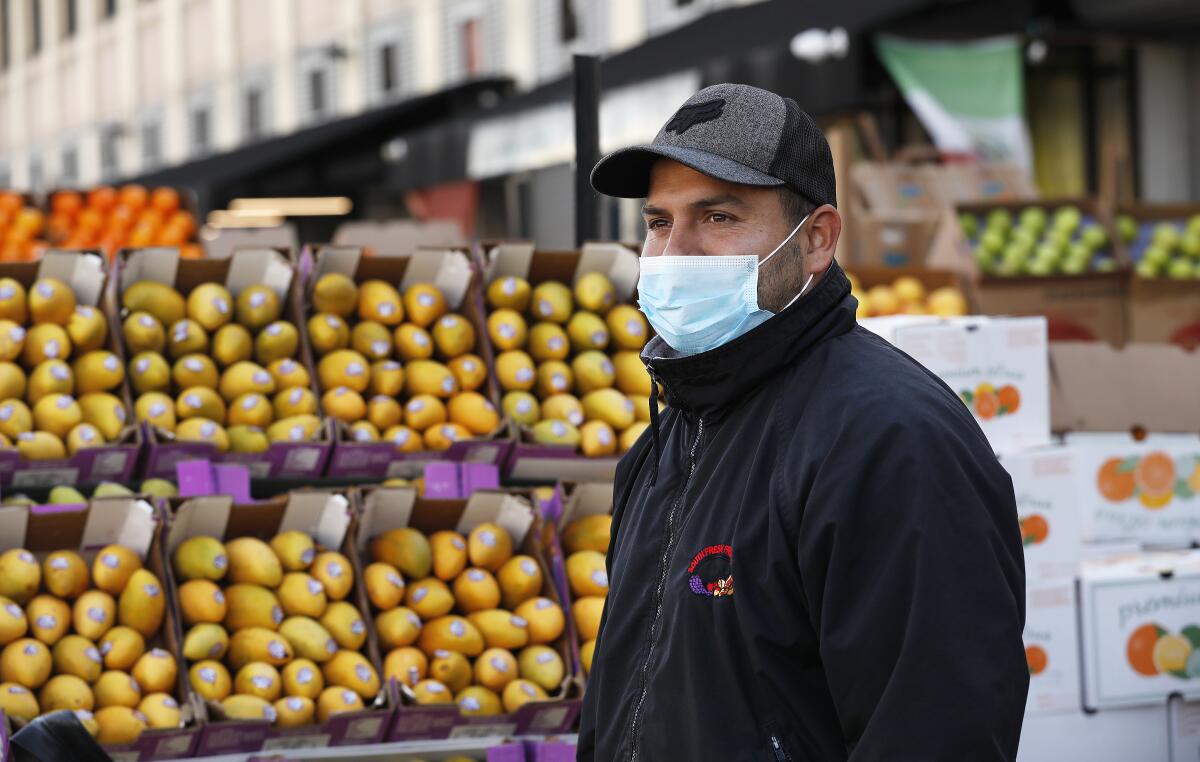 Jonathan Sanchez, manager of Choppy's Produce Co. at the L.A. Wholesale Produce Market.